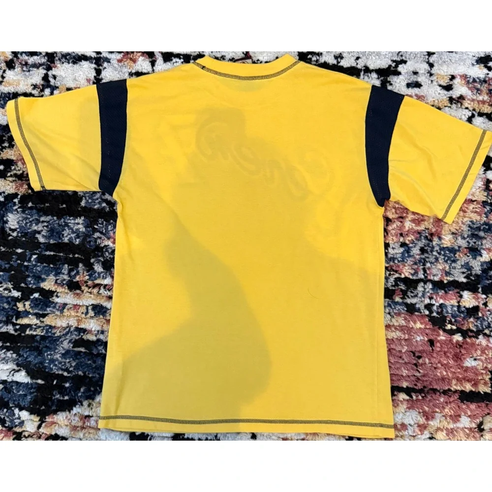 Napoleone Seven 7 Graphic T-Shirt Mens Yellow Black Mesh Shoulder Streetwear Tee